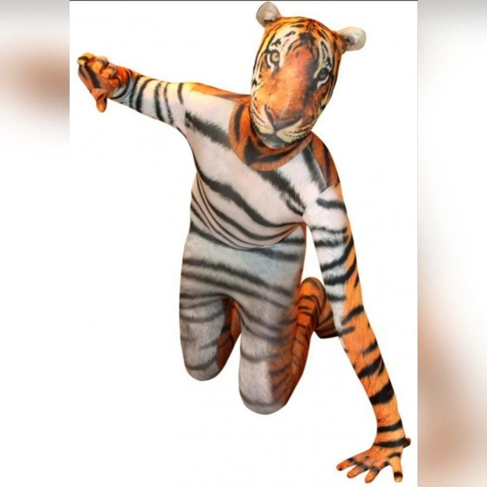NEW Morphsuits Tiger Zip Up One Piece Animal Costume Kids Large Halloween